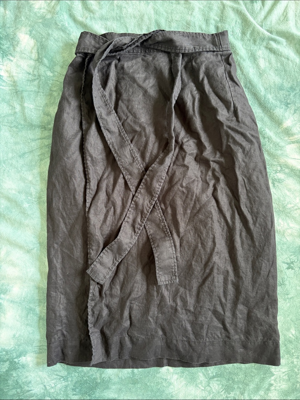 Everlane Linen Black Wrap Midi - 6